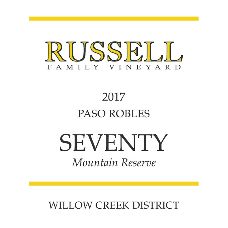 Seventy, Willow Creek District, Paso Robles, Russell, 2018 - Dobbeltmagnum - 3 Liter