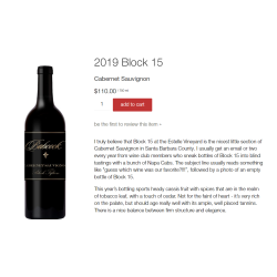 Cabernet Sauvignon, Block 15, Santa Ynez Valley, Babcock, 2019