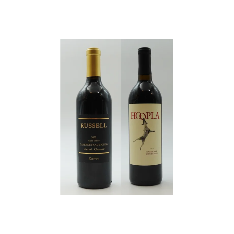TILBUD 7: 24 Flasker: 12 Fl. Cabernet Sauvignon, Reserve, Napa Valley, Russell, 2019 + 12 Fl.  Cabernet Sauvignon, Hoopla, Californien, Hoopes, 2021 - SPAR 49%