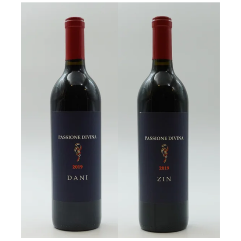 (TILBUD B) - 24 Flasker: 12 Fl. Dani + 12 Fl. Zin, Passione Divina/Russell, 2019 - SPAR 55%