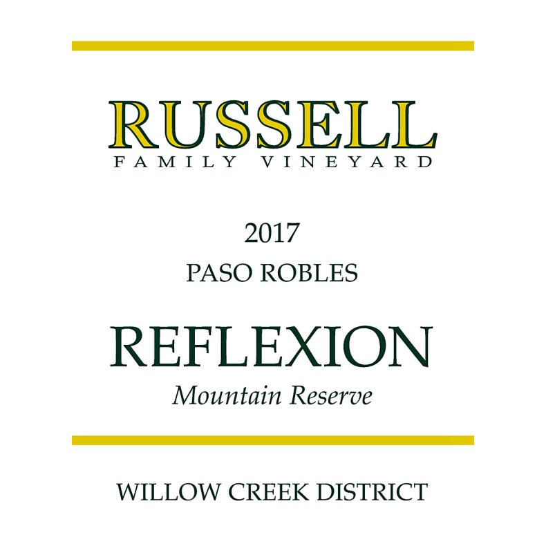 Reflexion, Willow Creek, Paso Robles, Russell Family Vineyard, 2017