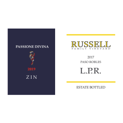 24 Fl. Zin, Paso Robles, Passione Divina, 2019 + 24 Fl. Zinfandel, L.P.R. Paso Robles, Russell, 2017